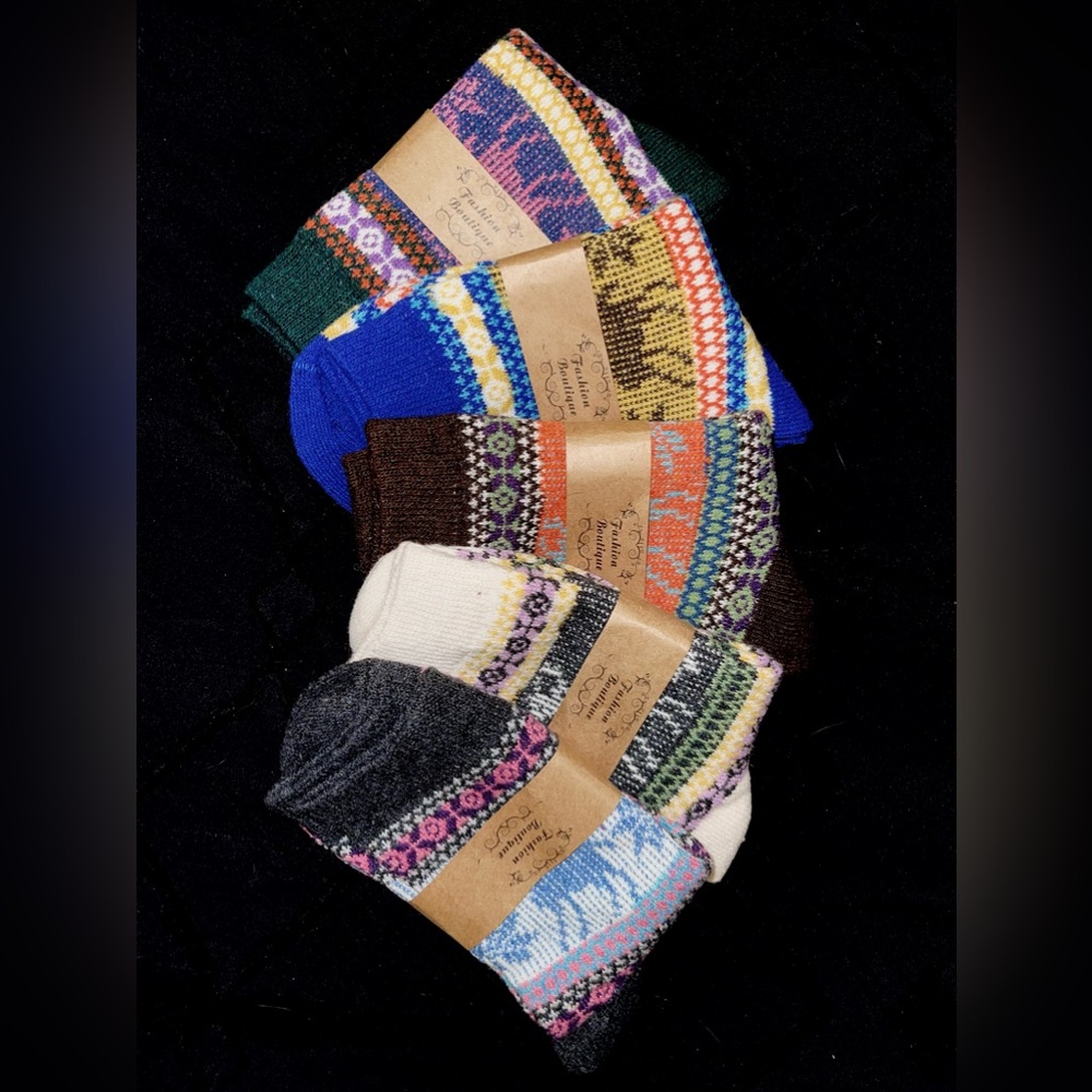 Fashion Boutique 5pc Wool Print Socks Variety